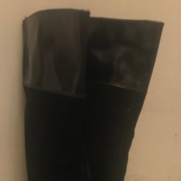 Joan & David 6.5 M Black Knee High Patent Leather & Suede Boots - Picture 5 of 7